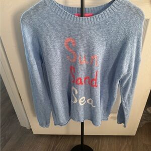 Lilly Pulitzer Blue Sweater with Sun Sand Sea Design